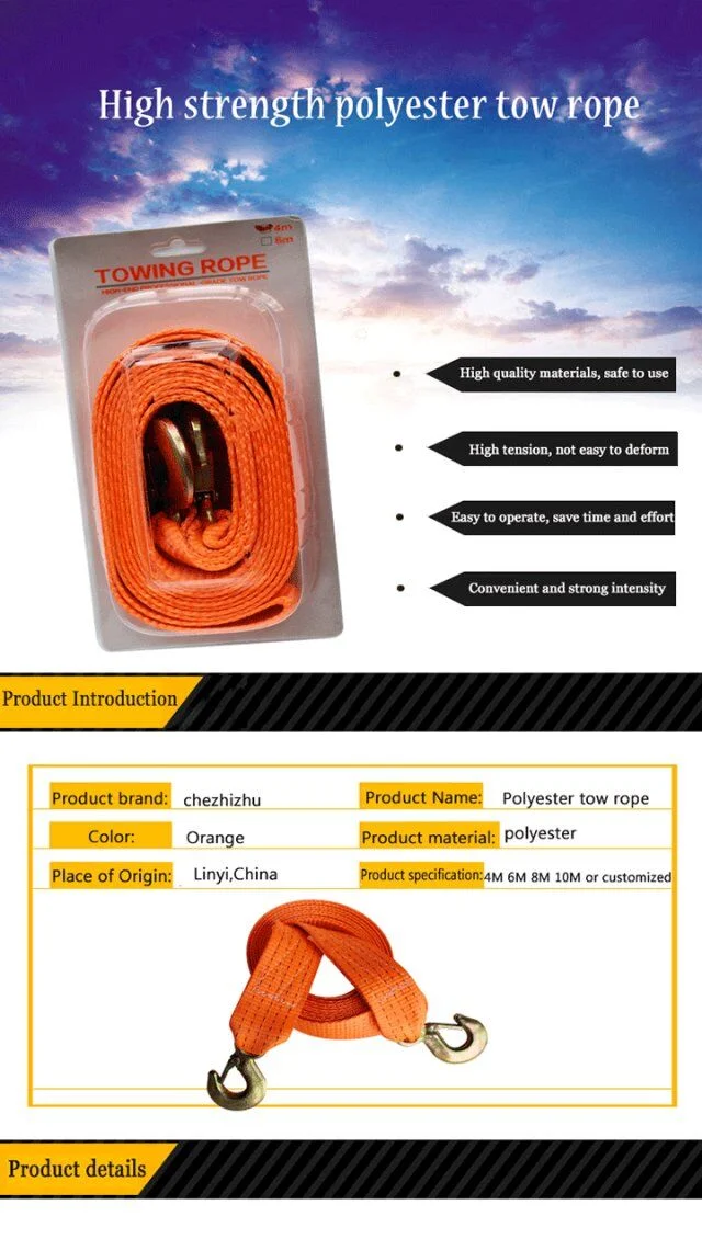 Good Quality and Different Type Tons Car Tow Rope with Hooks