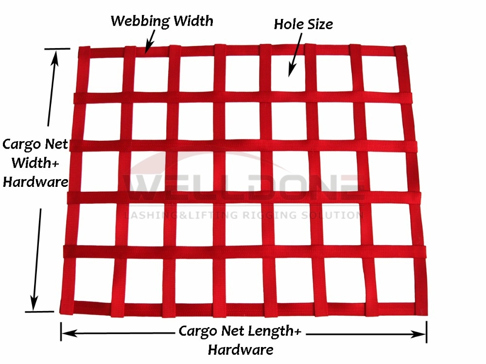 40" X 40" Heavy Duty Orange Color Cargo Net with 4X4 Mesh Webbing Capacity 1100lbs for Pickup Truck and Cars